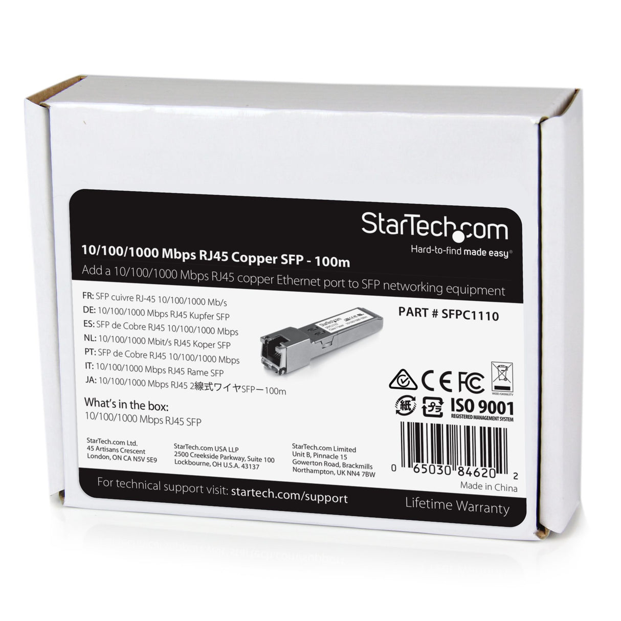 StarTech.com Cisco SFP-GE-T Compatible SFP Module - 1000BASE-T - SFP to RJ45 Cat6/Cat5e - 10/100/1000 Mbps - RJ-45 100m - Cisco IE3400, IE3300, IE3200