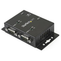 StarTech.com 2 Port Industrial Wall Mountable USB to Serial Adapter Hub with DIN Rail Clips - TAA