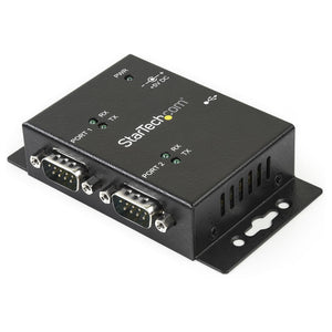 StarTech.com 2 Port Industrial Wall Mountable USB to Serial Adapter Hub with DIN Rail Clips - TAA