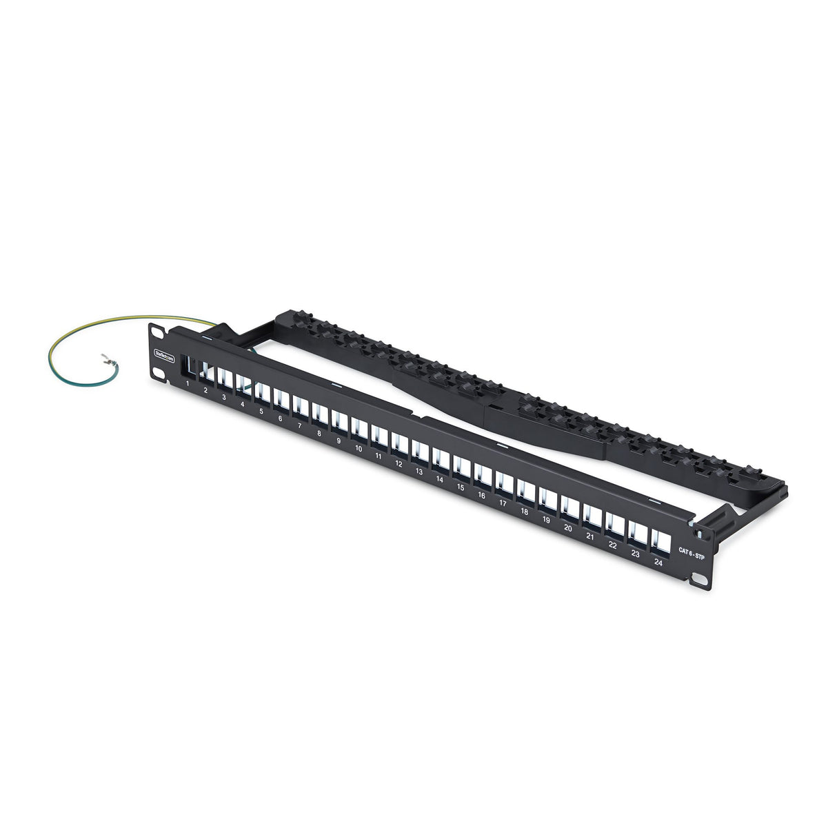 StarTech.com 24 Port 1U Blank Keystone Patch Panel with Cable Management Bar, Rackmount Cat6 Patch Panel for RJ45 STP Ethernet Network Jacks