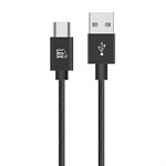 LAX 10FT Durable Braided Nylon Type-C to Type-A Cable - Black
