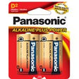 Panasonic AM1PA2B Pack Of 2 Alkaline Size D Plus Power Batteries