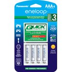 Panasonic Advanced Individual Battery 3 Hr Quick Charger w/4 AAA eneloop Rechargeable Batteries Wht