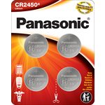 Panasonic CR2450 3.0 Volt Lithium Coin Cell Batteries - 4 Pack