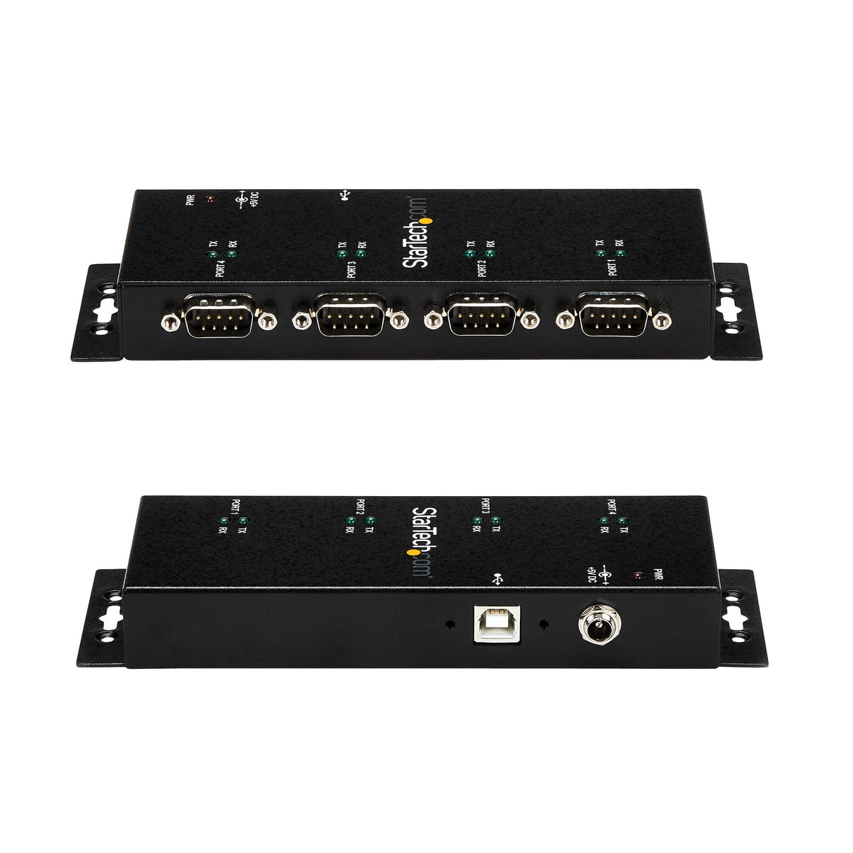 StarTech.com 4 Port USB to DB9 RS232 Serial Adapter Hub – Industrial DIN Rail and Wall Mountable - TAA