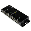StarTech.com 4 Port USB to DB9 RS232 Serial Adapter Hub – Industrial DIN Rail and Wall Mountable - TAA