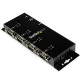 StarTech.com 4 Port USB to DB9 RS232 Serial Adapter Hub – Industrial DIN Rail and Wall Mountable - TAA