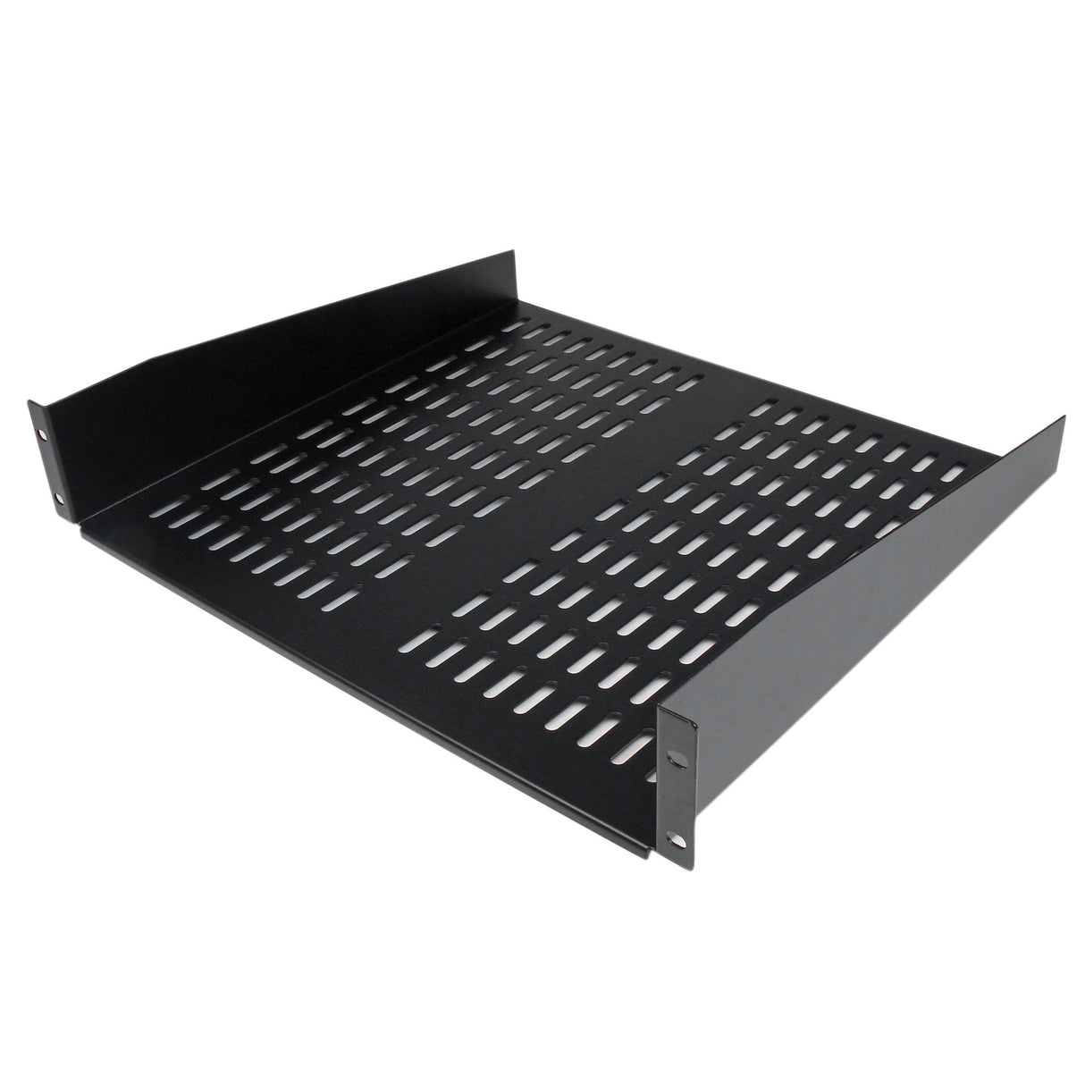 StarTech.com 2U Server Rack Shelf - Universal Vented Rack Mount Cantilever Tray for 19" Network Equipment Rack & Cabinet - Heavy Duty Steel - Weight Capacity 50lb/23kg - 16" Deep Shelf, Black - TAA