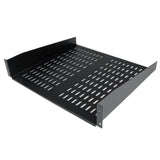 StarTech.com 2U Server Rack Shelf - Universal Vented Rack Mount Cantilever Tray for 19" Network Equipment Rack & Cabinet - Heavy Duty Steel - Weight Capacity 50lb/23kg - 16" Deep Shelf, Black - TAA