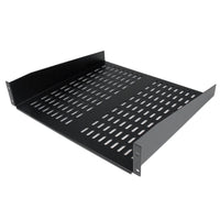 StarTech.com 2U Server Rack Shelf - Universal Vented Rack Mount Cantilever Tray for 19" Network Equipment Rack & Cabinet - Heavy Duty Steel - Weight Capacity 50lb/23kg - 16" Deep Shelf, Black - TAA