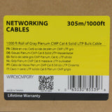 StarTech.com Bulk Cat 6 Ethernet Cable - 1000 ft. - Solid - CMP/FT6 Plenum Fire Rating - ETL Verified - Gray - TAA Compliant