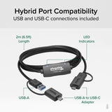 Plugable Technologies USB Data Transfer Cable PC to PC, Compatible with Windows USB C and USB 3.0, Transfer Files to New Computer with Included Bravura Easy Computer Sync Software, 6.6ft (USBC-TRAN)