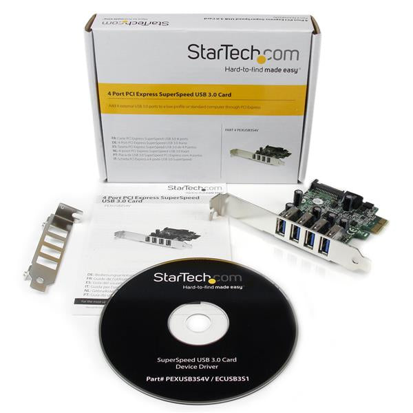 StarTech.com 4 Port PCI Express PCIe SuperSpeed USB 3.0 Controller Card Adapter with UASP - 5Gbps - SATA Power - TAA