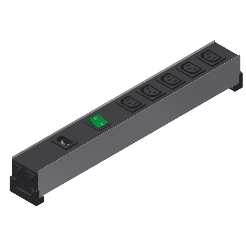 Hammond 1581DP Outlet Strip (HD)  w/Switch 10A D/Pole 100-240V O (6) C13 16.5"
