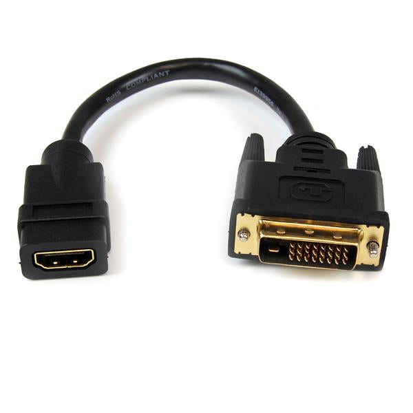 StarTech.com 8in (20cm) HDMI to DVI-D Video Cable Adapter - HDMI Female to DVI Male