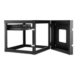 StarTech.com 4-Post 8U Hinged Wall-Mount Network Rack, 19" Open Frame Server Rack with 19.8in Mounting Depth, Wall Mount Swing Out Data Rack for IT / AV / Patch Panel / Computer Equipment