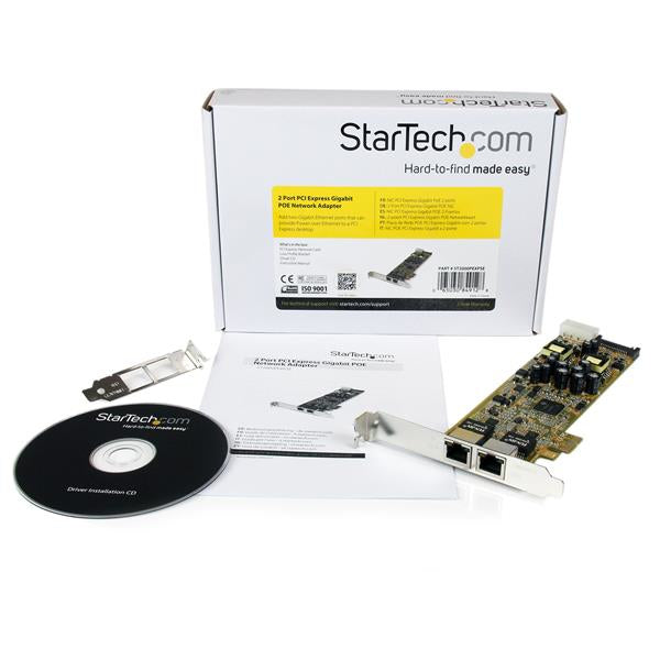 StarTech.com Dual Port PCI Express Gigabit Ethernet PCIe Network Card Adapter - PoE/PSE - TAA
