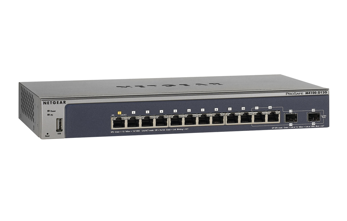 NETGEAR M4100-D12G Managed L2+ Gigabit Ethernet (10/100/1000) Blue, Grey