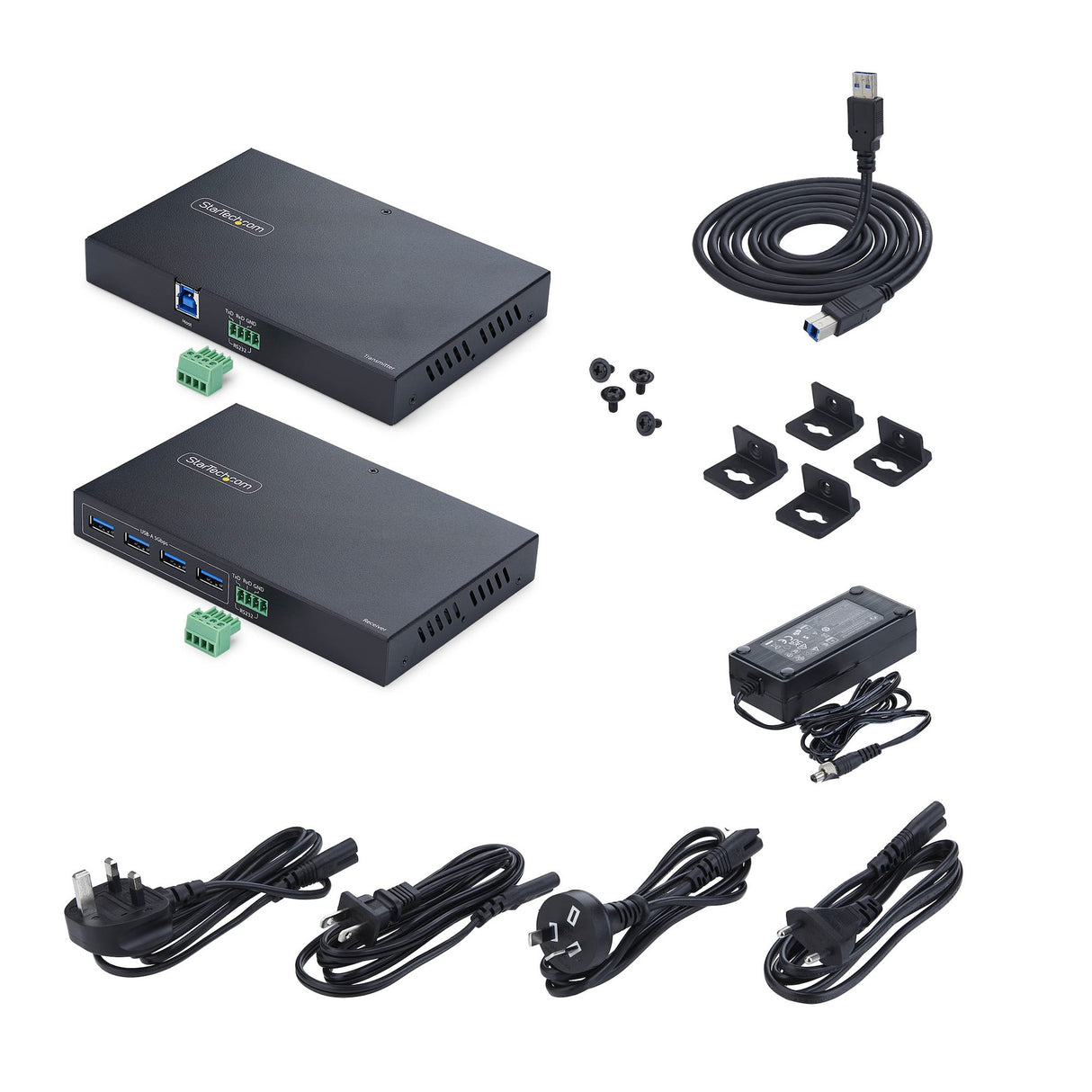 StarTech.com 4-Port USB 3.0 Extender over Ethernet up to 330ft (100m) via Cat6a / Cat7 / Cat8 RJ45 Cable, Extension for Remote USB Devices, 4x USB-A 5Gbps Hub, TAA