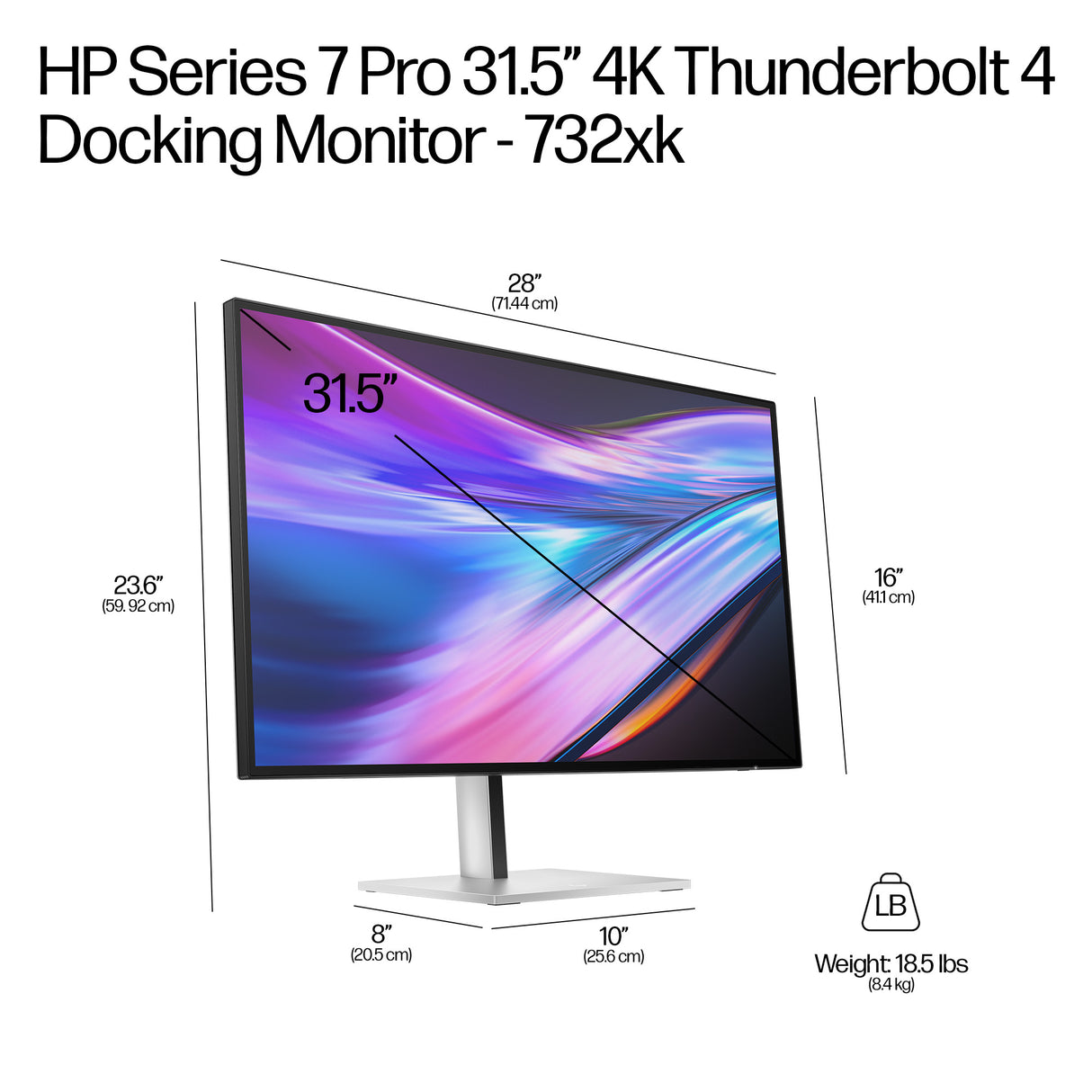 HP Series 7 Pro 31.5 inch 4K Thunderbolt 4 Docking Monitor - 732xk