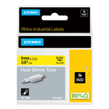 DYMO Rhino Industrial Heat-Shrink Cable Label Tubes | 9 mm x 1.5 m | Black on Yellow | for Rhino Label Makers
