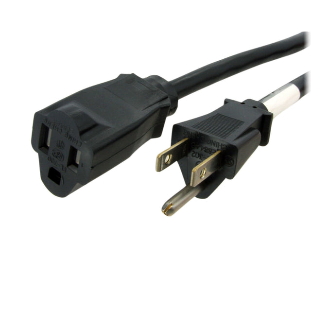 StarTech.com 3ft (1m) Power Extension Cord, NEMA 5-15R to NEMA 5-15P Black Extension Cord, 13A 125V, 16AWG, Outlet Extension Power Cable, NEMA 5-15R to NEMA 5-15P AC Computer Power Cord - UL Listed
