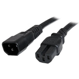 StarTech.com 3ft (1m) Heavy Duty Extension Cord, IEC 320 C14 to IEC 320 C15 Black Extension Cord, 15A 250V, 14AWG, Heavy Gauge Power Extension Cable, IEC 320 C14 to IEC 320 C15 AC Power Cord - UL Listed