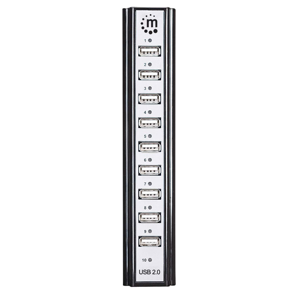Manhattan USB-A 10-Port Desktop Hub, 10x USB-A Ports, 480 Mbps (USB 2.0), Powered via USB or external power supply (not included) for increased power to connected devices