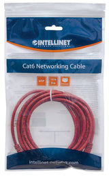 Intellinet Network Patch Cable, Cat6, 5m, Red, CCA, U/UTP, PVC, RJ45, Gold Plated Contacts, Snagless, Booted, Lifetime Warranty
