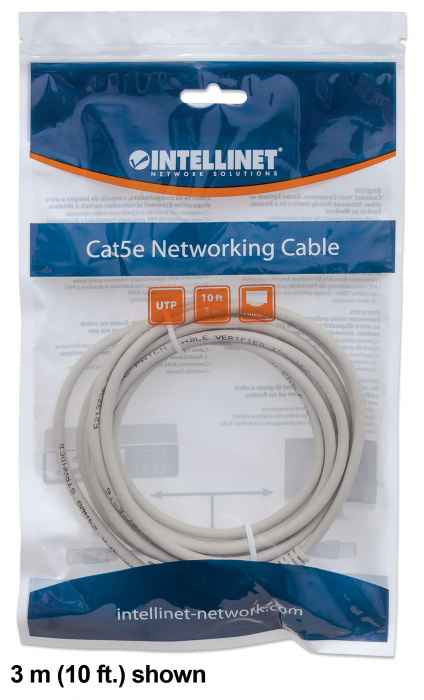 Intellinet Network Patch Cable, Cat6, 1m, Grey, CCA, U/UTP, PVC, RJ45, Gold Plated Contacts, Snagless, Booted, Lifetime Warranty