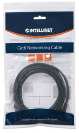 Intellinet Network Patch Cable, Cat6, 1m, Black, CCA, U/UTP, PVC, RJ45, Gold Plated Contacts, Snagless, Booted, Lifetime Warranty