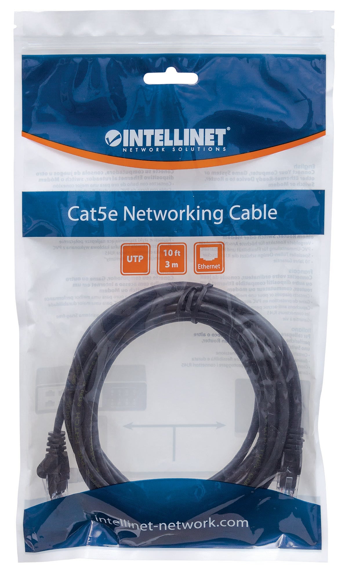 Intellinet Cat6 U/UTP Network Patch Cable, 1.5 m (5 ft.), Black