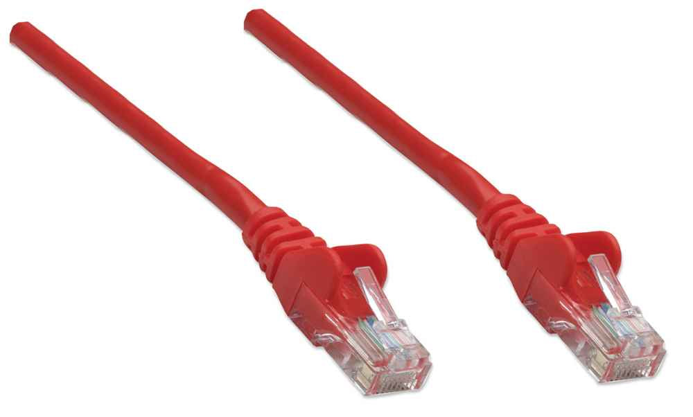 Intellinet Network Patch Cable, Cat6, 1m, Red, CCA, U/UTP, PVC, RJ45, Gold Plated Contacts, Snagless, Booted, Lifetime Warranty