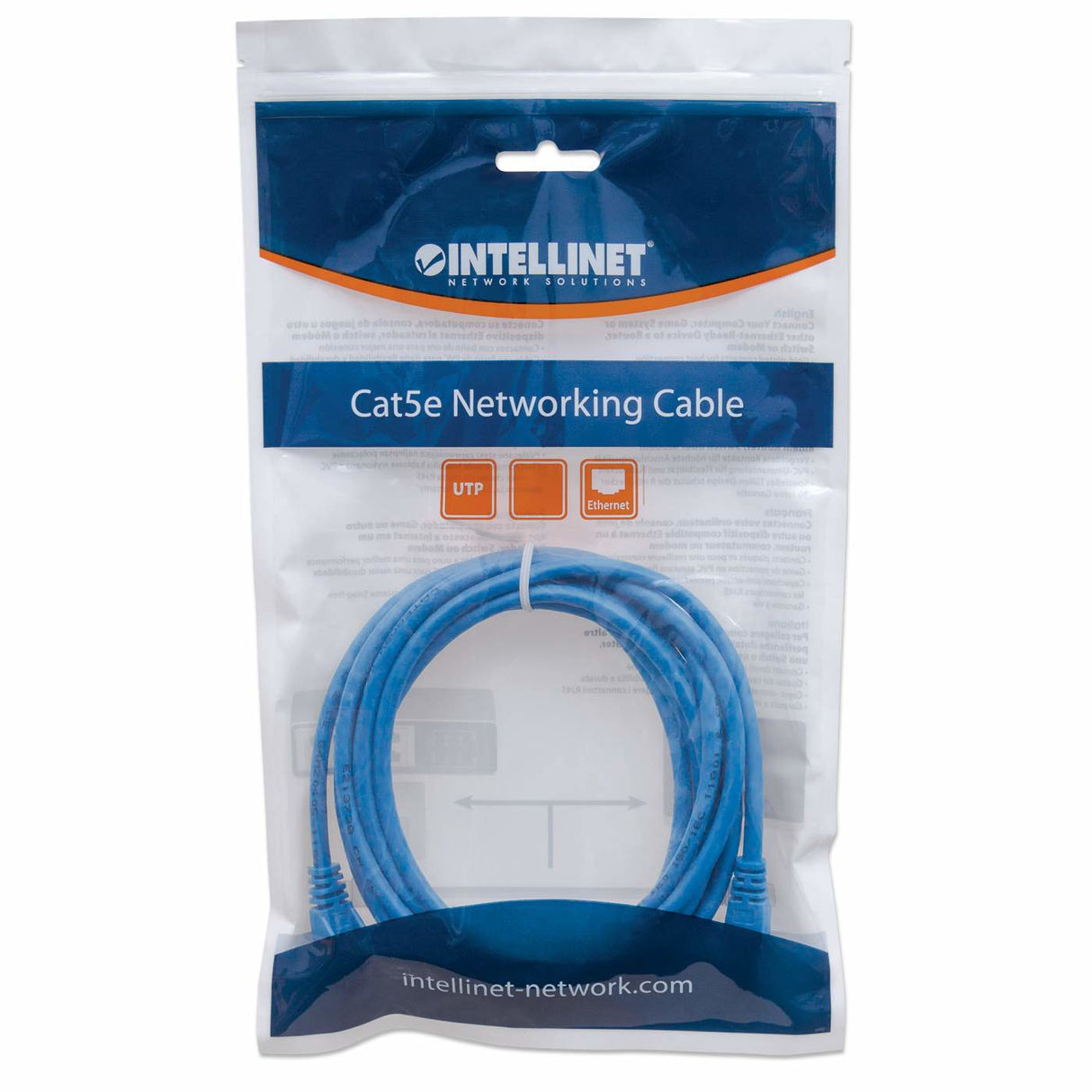 Intellinet Network Patch Cable, Cat6, 2m, Blue, CCA, U/UTP, PVC, RJ45, Gold Plated Contacts, Snagless, Booted, Lifetime Warranty