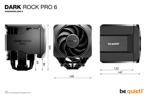 be quiet! Dark Rock Pro 6 Chipset Air cooler 120/135 mm Black 1 pc(s)