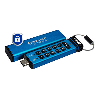 Kingston Technology IronKey 64GB USB-C Keypad 200C, FIPS 140-3 Lvl 3 AES-256