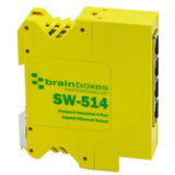 Brainboxes SW-514 network switch Unmanaged Gigabit Ethernet (10/100/1000) DIN rail Yellow