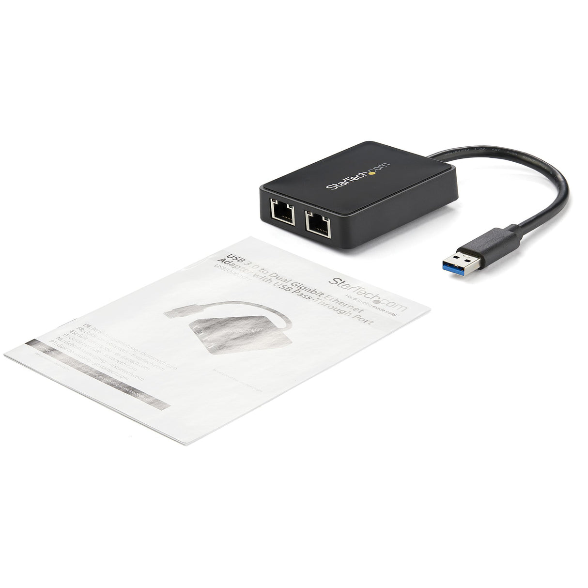 StarTech.com USB 3.0 to Dual Port Gigabit Ethernet Adapter w/ USB Port, 10/100/1000 Mbps, USB Gigabit LAN Network NIC Adapter