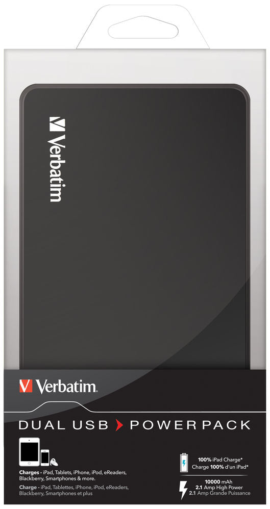 Verbatim Portable Power Pack 10000 mAh Lithium Polymer (LiPo) Black