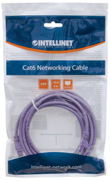 Intellinet Network Patch Cable, Cat6, 2m, Purple, CCA, U/UTP, PVC, RJ45, Gold Plated Contacts, Snagless, Booted, Polybag