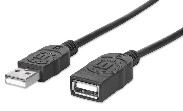 Manhattan USB-A to USB-A Extension Cable, 1.8m, Male to Female, 480 Mbps (USB 2.0), Black, Blister