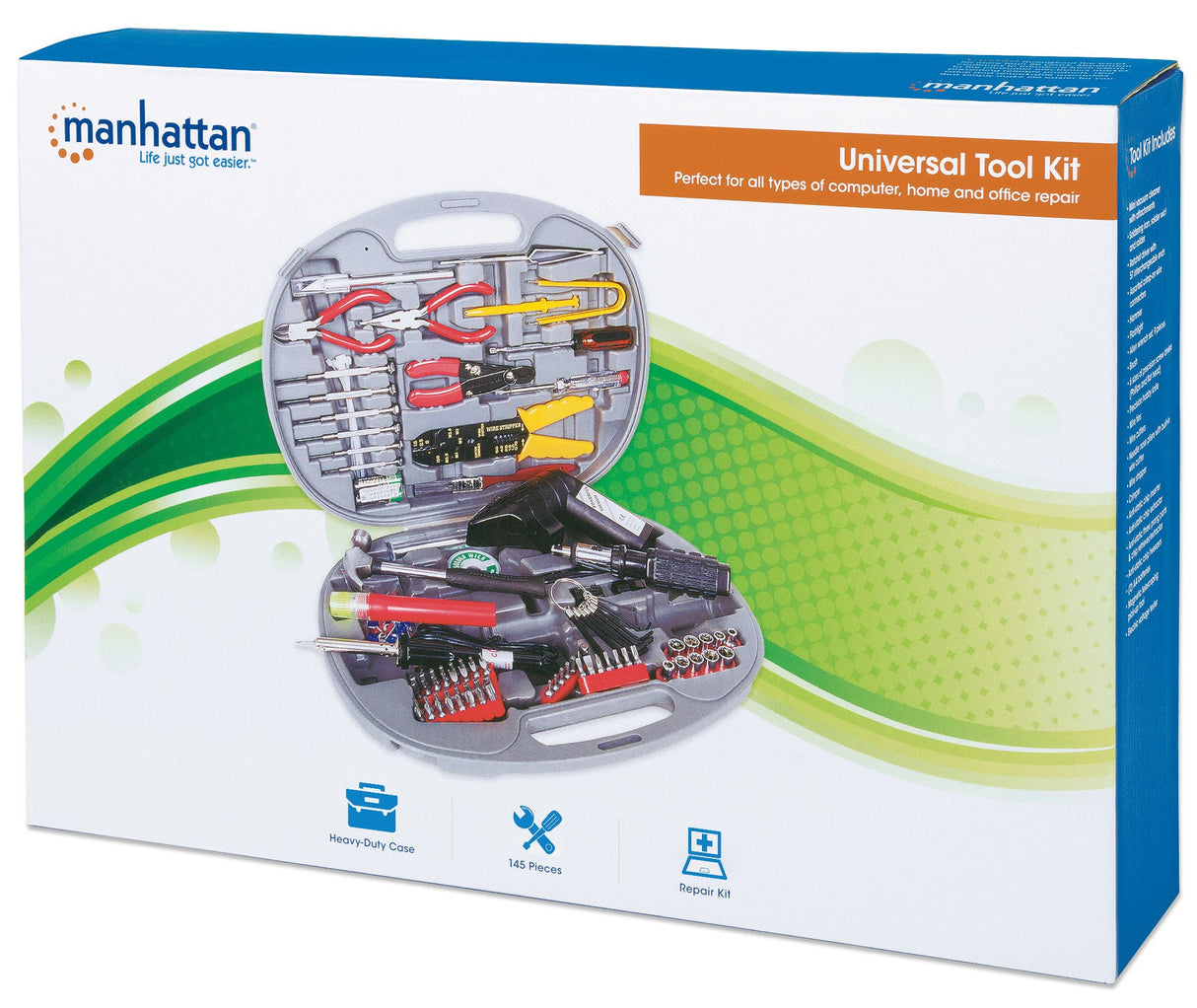 Manhattan U145 Universal Tool Kit, Computer Tool Kit, 145 pieces, Lifetime Warranty