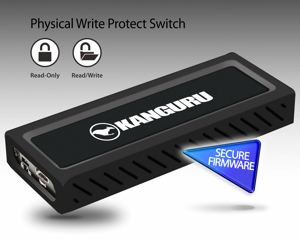 iStorage Kanguru UltraLock Superspeed+ USB-C M.2 NVMe External SSD 4 TB| Secure Portable Solid State Drive |Physical Write Protect Switch| Secure Firmware| TAA Compliant