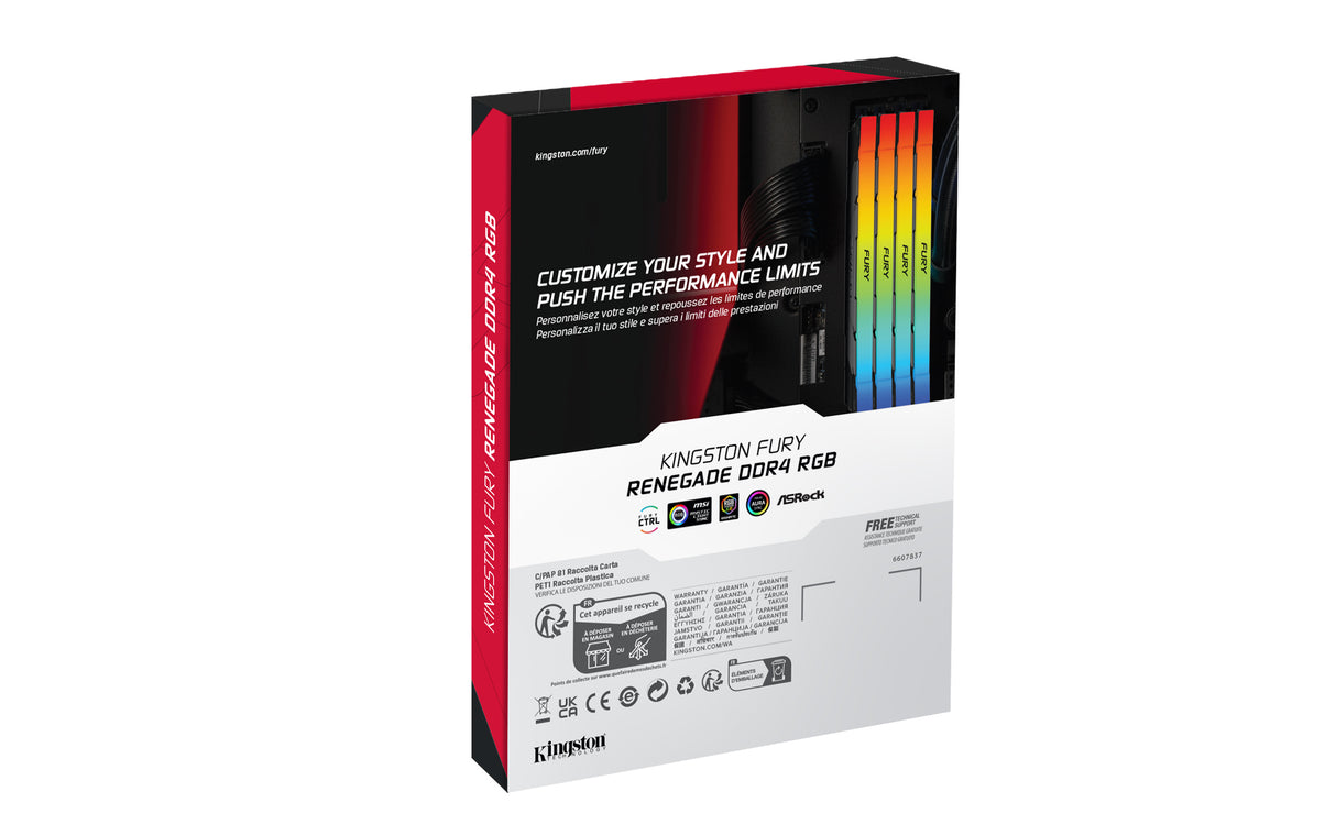 Kingston Technology FURY 16GB 3600MT/s DDR4 CL16 DIMM (Kit of 2) Renegade RGB