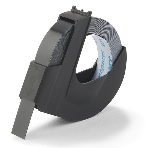 DYMO Authentic Embossing Label Tape | 9 mm x 3 m roll | White Print on Black | Self-Adhesive | for Embossing Label Makers | 1 Count