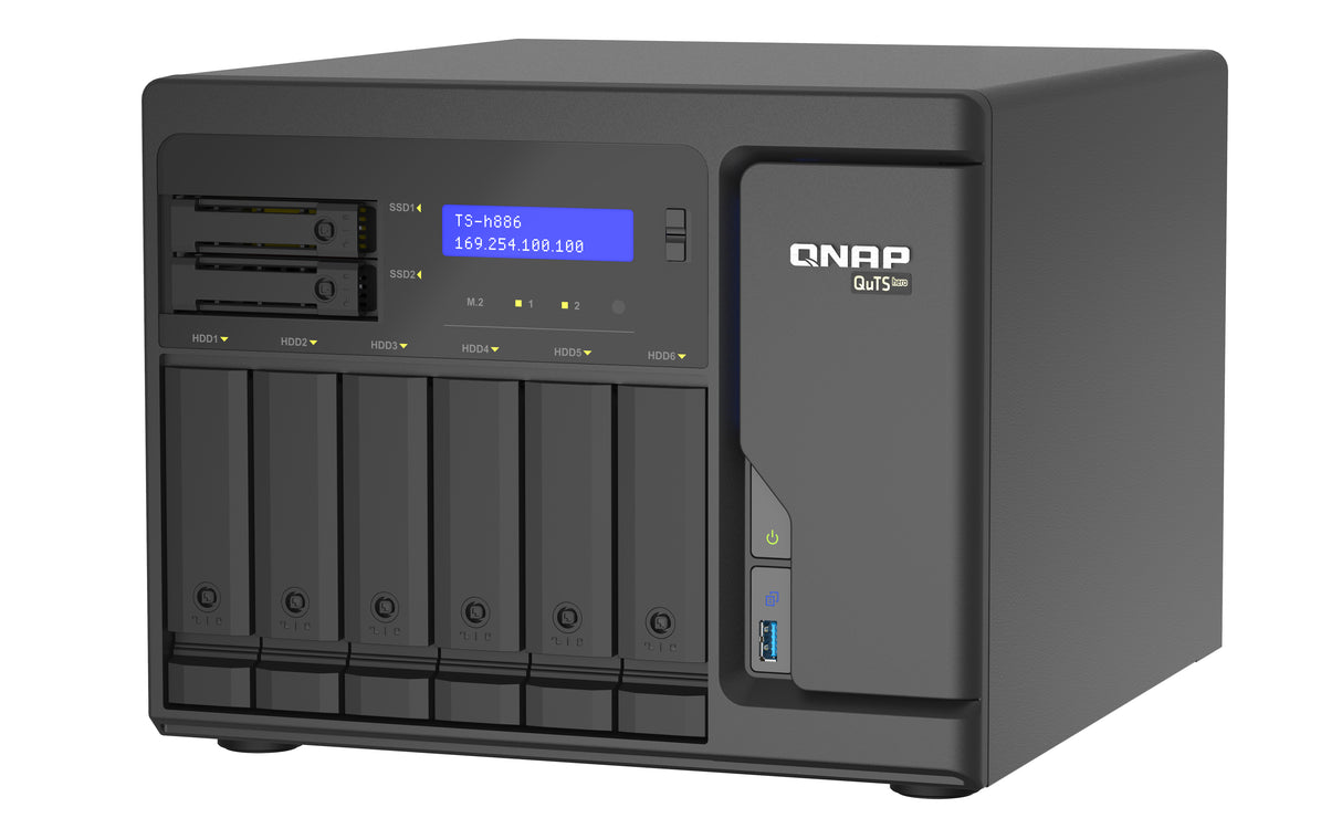 QNAP TS-h886 NAS Tower Intel® Xeon® D D-1602 8 GB DDR4 0 TB QuTS hero Black