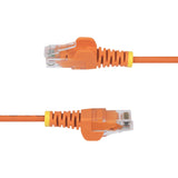 StarTech.com 50ft Orange Slim CAT6 Ethernet Cable, Snagless, 100W PoE, UTP, LSZH, 28AWG Pure Bare Copper Wire, Slim RJ45 Network Patch Cord w/Strain Reliefs, Individually Tested