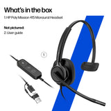 HP Poly Mission 415 Monaural USB Wired Headset
