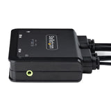 StarTech.com 2-Port Hybrid USB-C HDMI Cable KVM Switch, 4K 60Hz, Compact KVM with 6ft/1.8m USB-A/HDMI/Audio & 4ft/1.2m USB-C Integrated Host Cables, Bus Powered - Remote Push Button/Hotkey Switching
