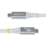 StarTech.com 10ft (3m) USB4 Cable, 20Gbps, USB-IF Certified USB-C Cable, 60W PD, 4K 120Hz DP 2.1, TPE Jacket, White USB-C Cord